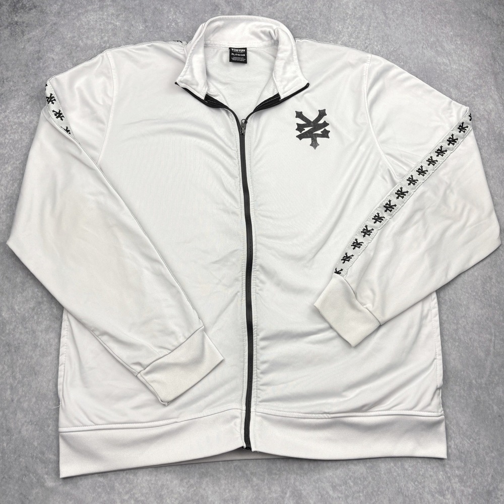 Zoo York Track Jacket Mens XL White Black Taped Sleeve Full Zip Tricot Skate